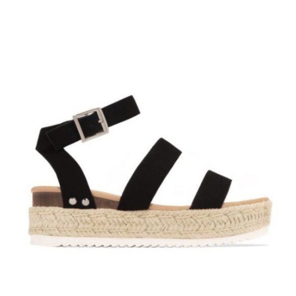 !! NEW !! Platform Espadrille Sandals in Black - Picture 4 of 5